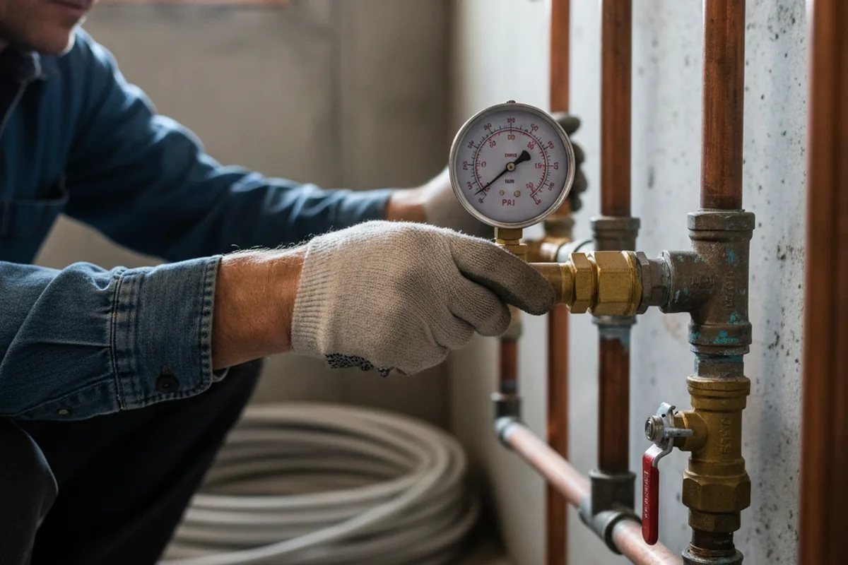 Pressure testing a repaired line during Water Line Repair in Palomar Mountain